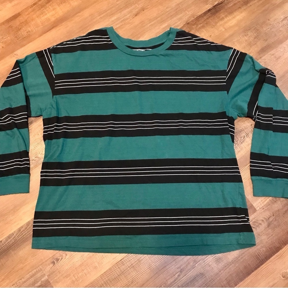 ARIZONA Jean Co Men’s Oversized Long Sleeve Shirt Size XXL Green Striped NWOT